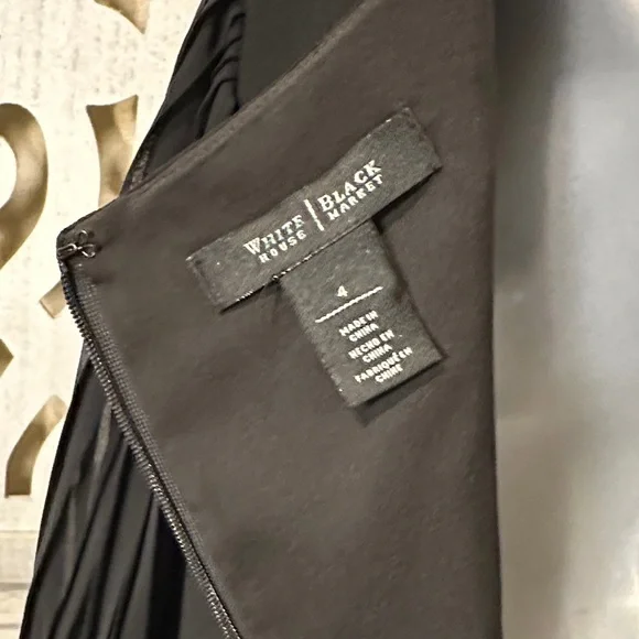 White House Black Market Black Pleated-Sleeve Midi Dress size 4 - Picture 6 of 6